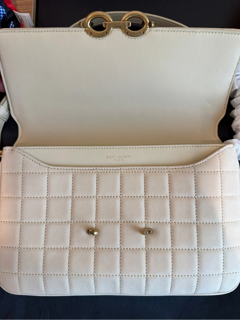 YSL Yves Saint Laurent Le Maillon Suede Satchel